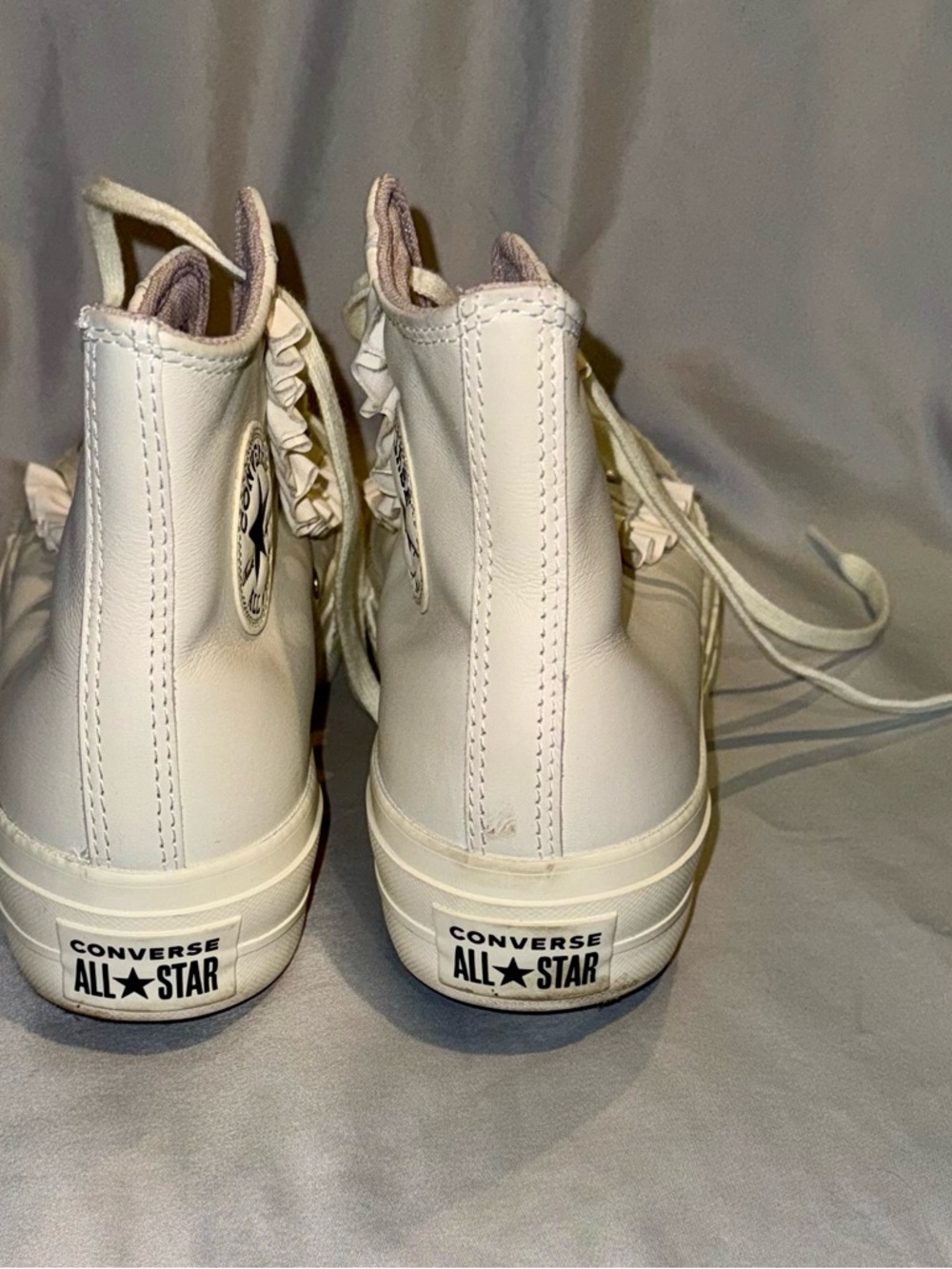 Converse Women Cream Ruffle High-Top Sneakers - Picture 3 of 4